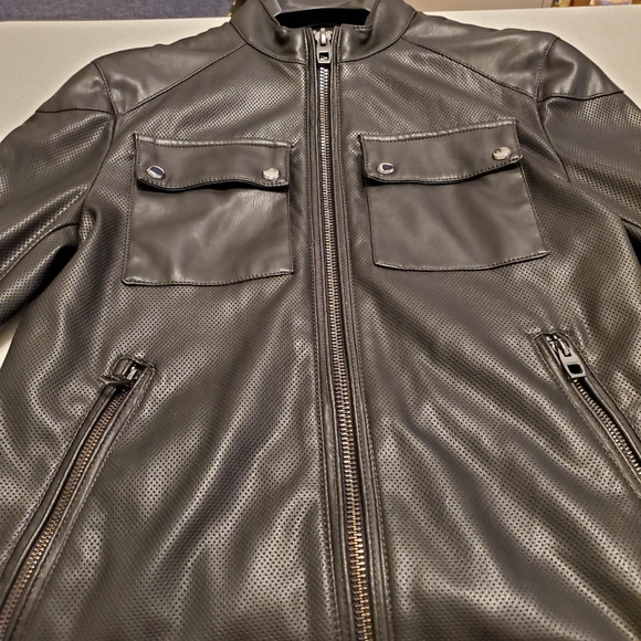 Zara Man Perforated Polyurethane Black Jacket - Picture 3 of 7